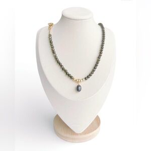 Black + Gold Obsidian with Black Pearl Necklace